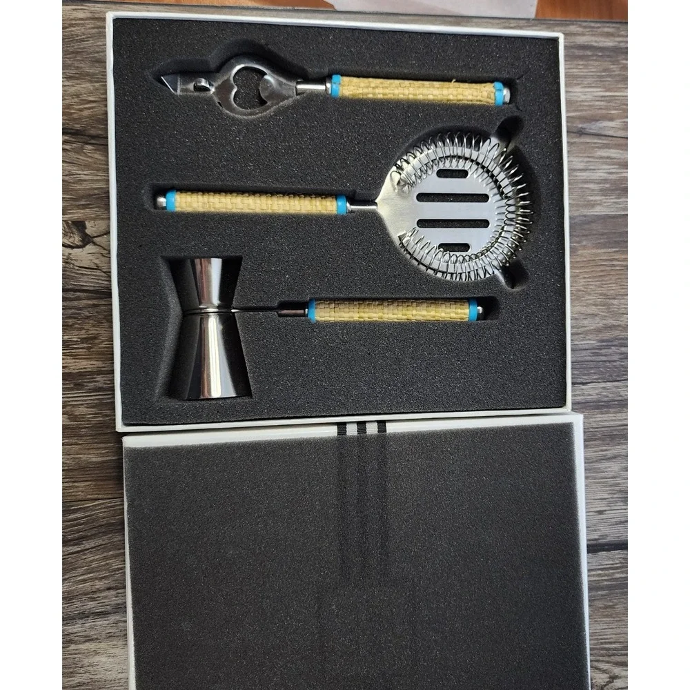 Toss At Home Saks Fifth Avenue Bar‎ Tool Set Cocktail Shaker Jigger New